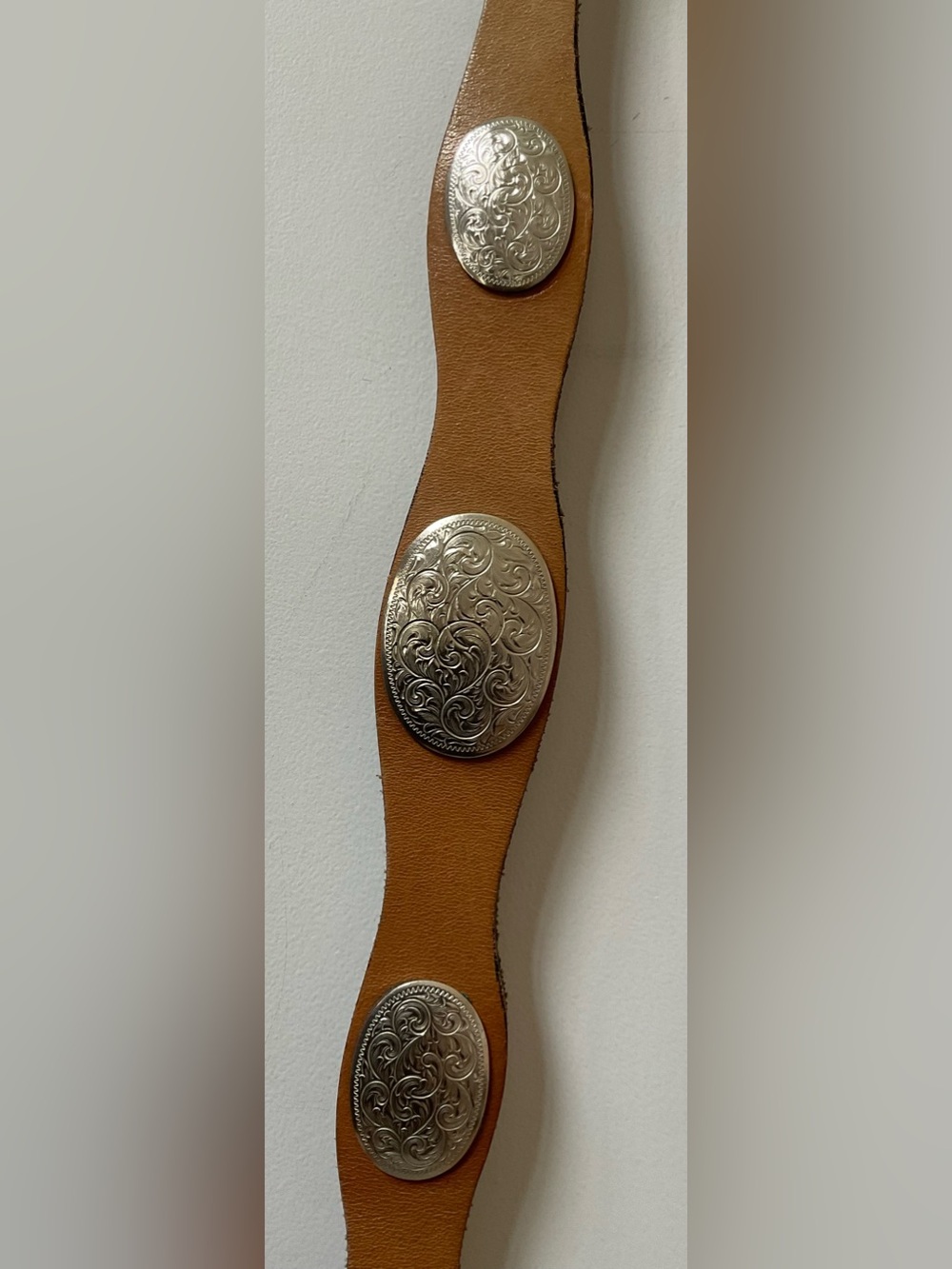 Brown Leather Concho Belt - Picture 4 of 9